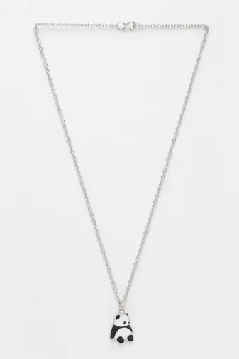  women's silver-plated chain with panda pendant