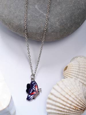  women's silver-plated chain with butterfly pendant 1