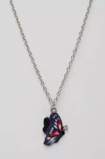  women's silver-plated chain with butterfly pendant
