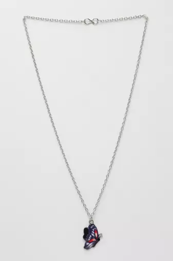  women's silver-plated chain with butterfly pendant
