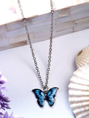  women's silver-plated chain with butterfly pendant 1