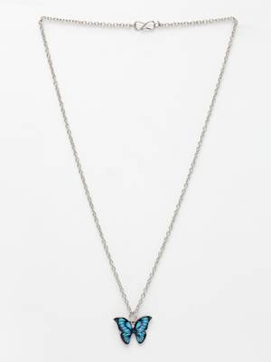  women's silver-plated chain with butterfly pendant 3