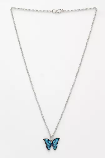  women's silver-plated chain with butterfly pendant