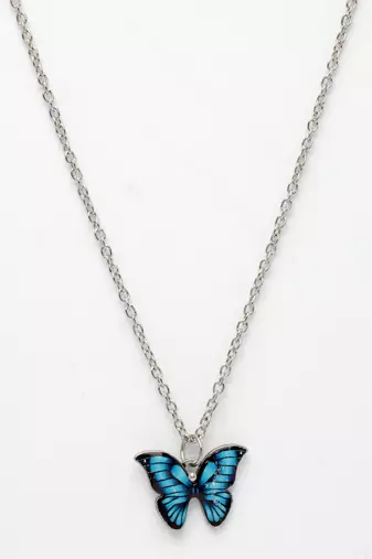  women's silver-plated chain with butterfly pendant