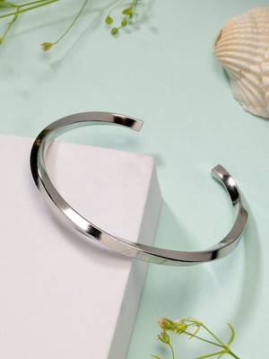 men's silver-plated stainless steel cuff bracelet 1