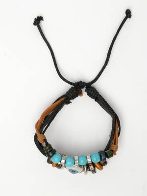  men's evil eye multi-coloured leather wraparound bracelet 3
