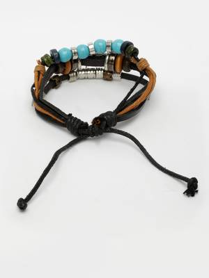  men's evil eye multi-coloured leather wraparound bracelet 4