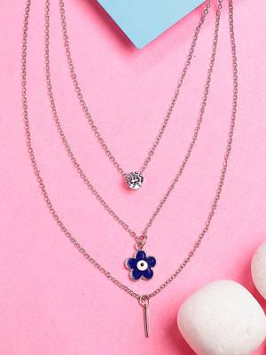  women's silver-toned artificial stones floral layered chain 1