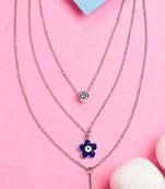  women's silver-toned artificial stones floral layered chain