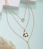 women's rose gold-plated artificial stones panda layered chain