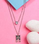  women's silver-toned artificial stones layered chain