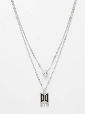  women's silver-toned artificial stones layered chain 4