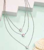  women's silver-plated artificial stones layered chain