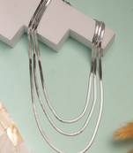 Nvr women's german silver plated oxidised minimal layered chain