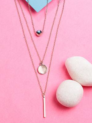  women's rose gold-plated evil eye layered chain 1