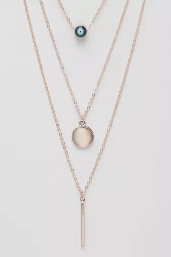  women's rose gold-plated evil eye layered chain