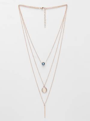 women's rose gold-plated evil eye layered chain 3