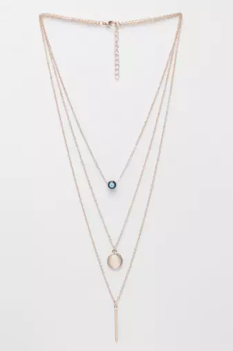  women's rose gold-plated evil eye layered chain