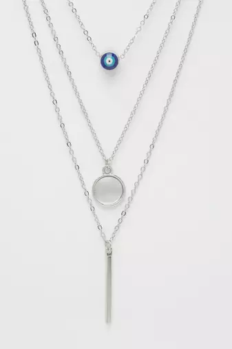  women's silver-plated evil eye layered chain