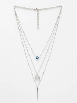  women's silver-plated evil eye layered chain 3