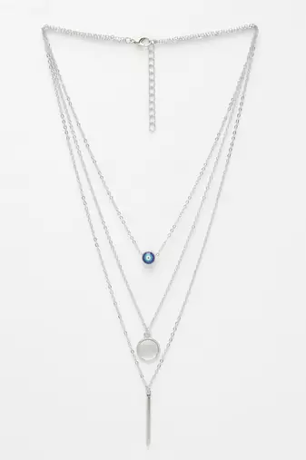  women's silver-plated evil eye layered chain