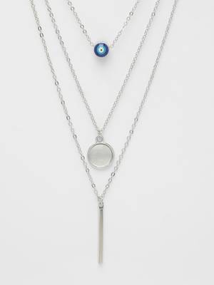  women's silver-plated evil eye layered chain 4