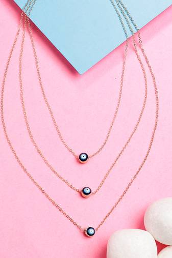  women's gold-plated evil eye layered chain