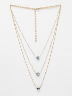  women's gold-plated evil eye layered chain 3