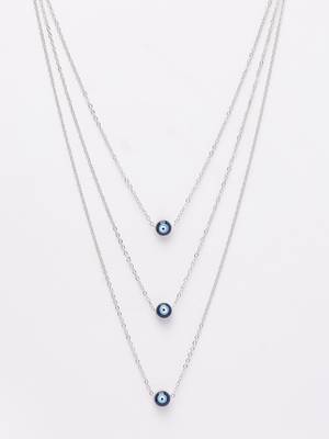  women's silver-plated evil eye layered chain 2