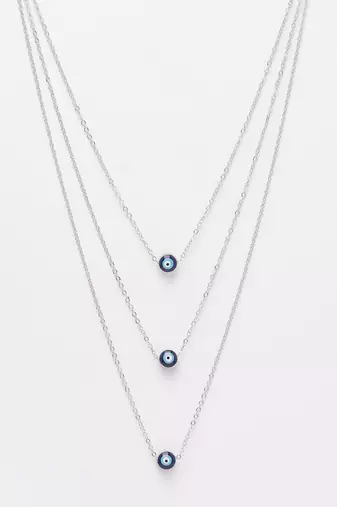  women's silver-plated evil eye layered chain