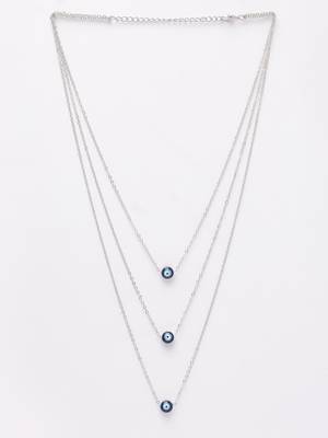  women's silver-plated evil eye layered chain 3