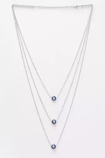  women's silver-plated evil eye layered chain