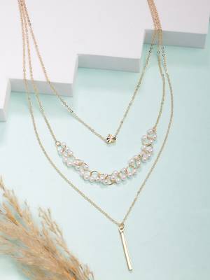 women's gold-plated beaded layered chain 1
