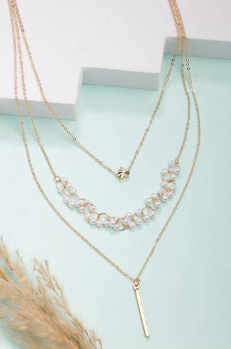  women's gold-plated beaded layered chain