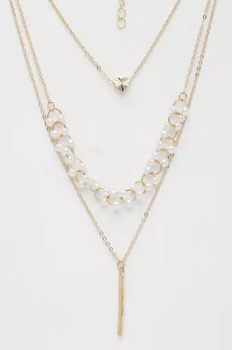  women's gold-plated beaded layered chain