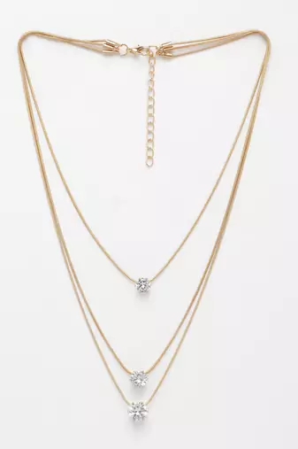  women's gold-plated artificial stones layered chain