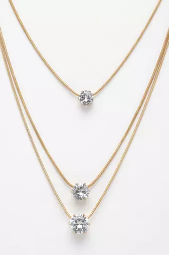  women's gold-plated artificial stones layered chain