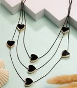  women's black heart shape layered fashion necklace