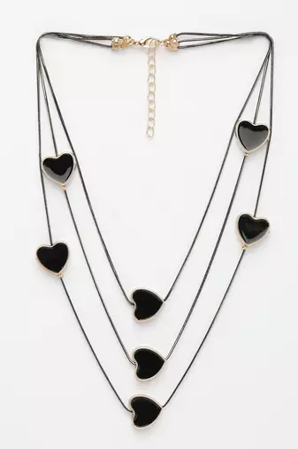  women's black heart shape layered fashion necklace