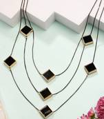 women's black geometric-shaped layered fashion necklace