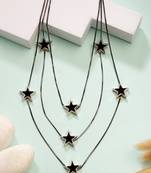  women's black star-shaped layered fashion necklace