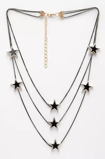  women's black star-shaped layered fashion necklace