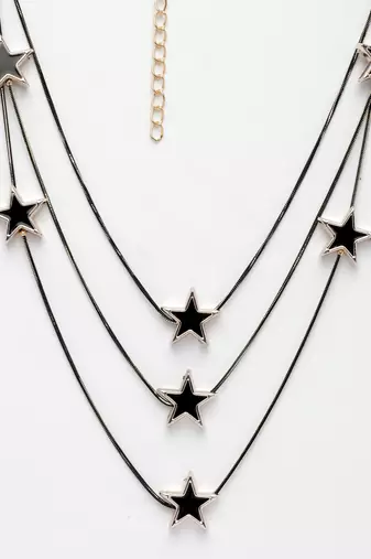  women's black star-shaped layered fashion necklace