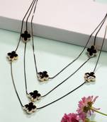 women's black layered fashion necklace