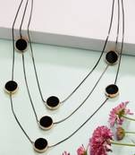  women's black circular shaped layered fashion necklace