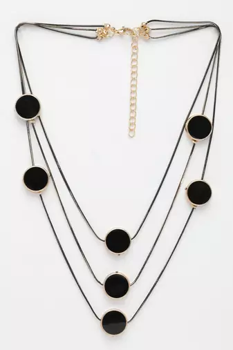  women's black circular shaped layered fashion necklace