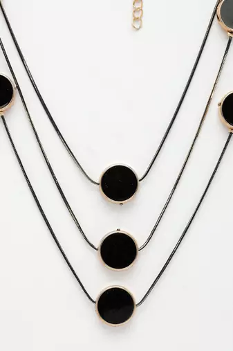  women's black circular shaped layered fashion necklace