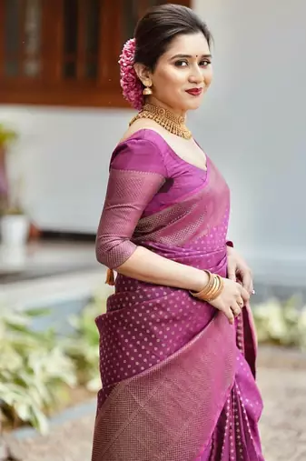 Wine Banarasi Silk Woven Traditional Saree