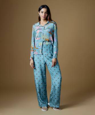Blue printed pant set 1