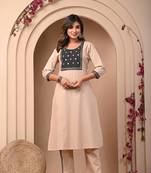 Beige elegance embroidered kurta set